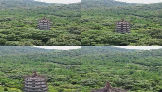 竖版航拍湖北襄阳南漳县水镜庄景区文笔峰塔高清在线视频素材下载