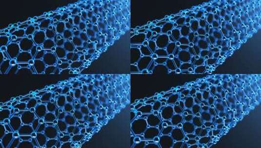 蓝色纳米管纳米结构循环动画。科学研究与技高清在线视频素材下载