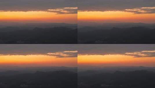 日落夕阳山川天空红彤彤航拍高清在线视频素材下载