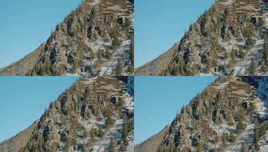 雪景 4K 松林 雪景山 高山 新疆高清在线视频素材下载