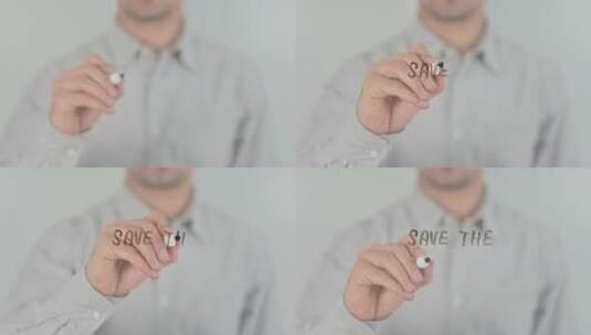 砰！男人在透明屏幕上写字高清在线视频素材下载