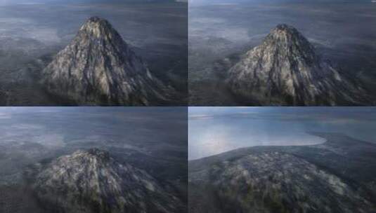 火山地质变迁地壳运动绿色生态湖泊三维动画高清在线视频素材下载