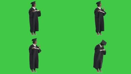 女学生在拍毕业照高清在线视频素材下载