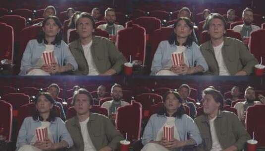 情侣在电影院看电影高清在线视频素材下载