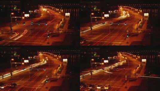 城市夜晚繁忙的交通高清在线视频素材下载