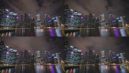 夜晚的新加坡金融区景观高清在线视频素材下载