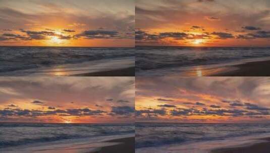 黄昏下海洋和云朵的景色高清在线视频素材下载