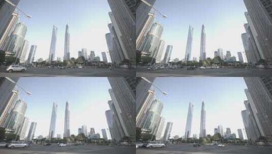上海现代高楼大厦繁华地带车流高清在线视频素材下载