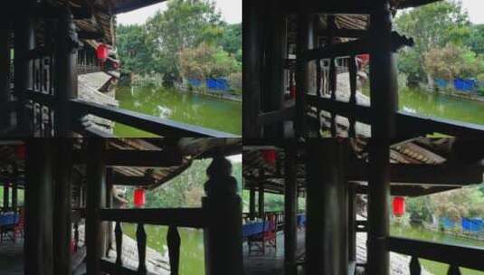 广西少数民族村寨老房子和风雨桥高清在线视频素材下载