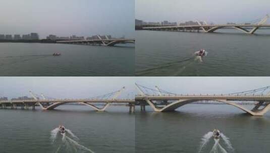 无锡蠡湖大桥全景4K航拍高清在线视频素材下载