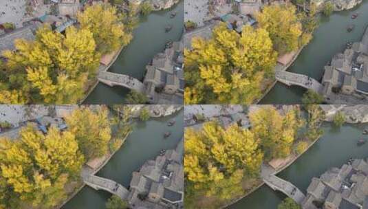 北京古北水镇航拍秋季景色高清在线视频素材下载