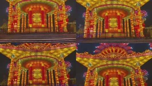 济南方特东方神画，节日彩灯火龙钢花高清在线视频素材下载