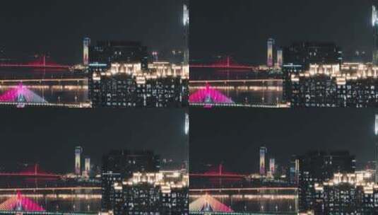 南昌一江两岸城市夜景航拍高清在线视频素材下载