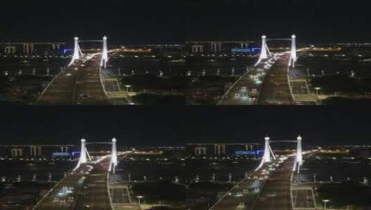 福州闽江鼓山大桥夜景竖屏移动延时高清在线视频素材下载