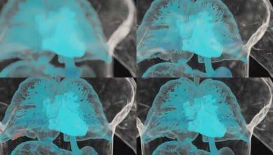 肺部生物科技人体扫描点模型蓝色三维渲染高清在线视频素材下载