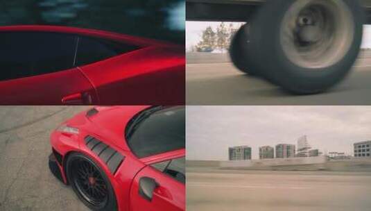 法拉利跑车高端广告红色黑色跑车竞速比赛高清在线视频素材下载