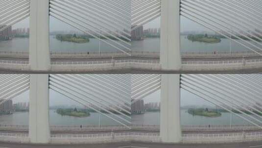 航拍衡阳市东洲岛大桥高清在线视频素材下载