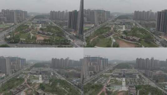 城市航拍湖南株洲市民中心高清在线视频素材下载