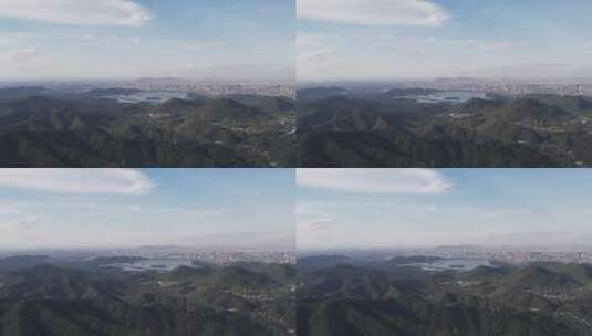 航拍杭州西湖风景区群山高清在线视频素材下载