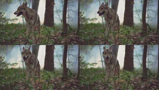 森林景观中的狼高清在线视频素材下载