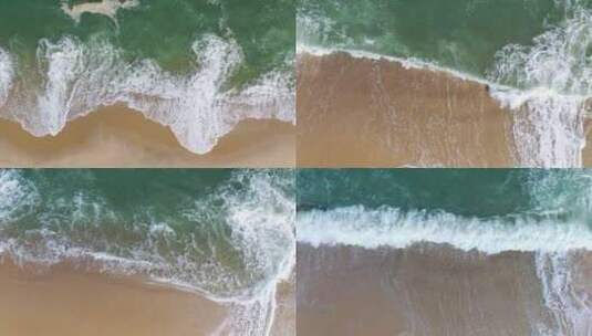 俯拍海浪海水海边航拍大海潮水海滩沙滩浪花高清在线视频素材下载