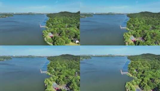 航拍武汉地标旅游5A级旅游景区东湖自然风光高清在线视频素材下载