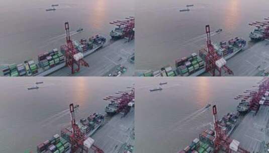 4k航拍洋山港码头集装箱堆场高清在线视频素材下载