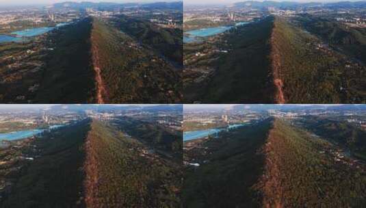 湖南洞庭湖风光带岳阳楼风景区航拍高清在线视频素材下载