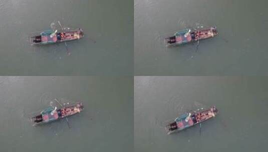 江面上捕鱼的渔船高清在线视频素材下载