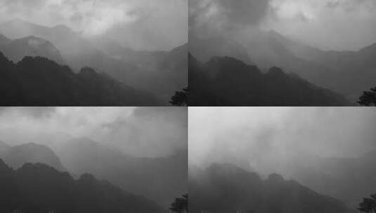 九华山景区自然风光黑白影像延时摄影高清在线视频素材下载