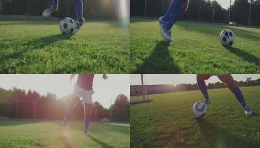 足球世界杯踢球草地运动足球场比赛锻炼射门高清在线视频素材下载