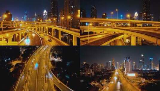 上海延安高架夜景高清在线视频素材下载