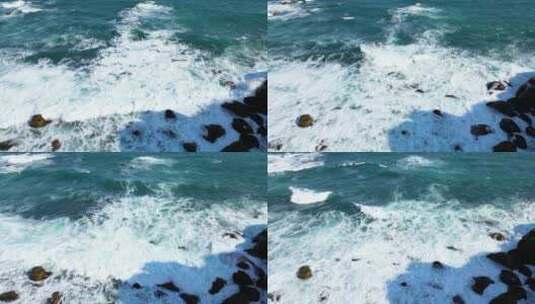 三亚后海渔村冲浪圣地的浪花航拍风景高清在线视频素材下载