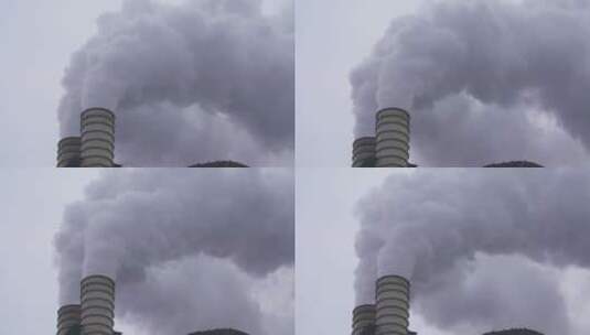 工厂烟囱浓烟滚滚大气空气污染环境保护题材高清在线视频素材下载