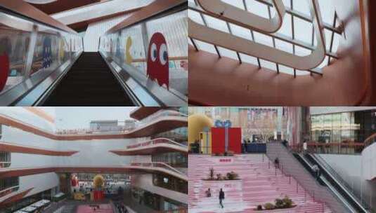 购物中心超长扶梯和现代建筑高清在线视频素材下载