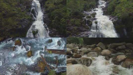 水青苔山泉水流水滴水泉水森林自然大自然水高清在线视频素材下载