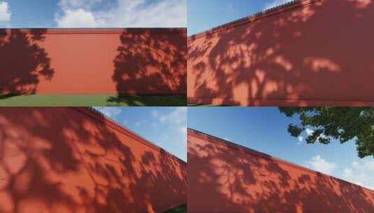 延时古建红墙树叶光影高清在线视频素材下载