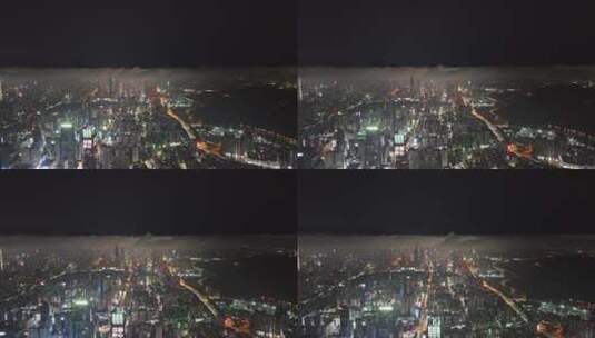 4K深圳罗湖区夜景航拍高清在线视频素材下载
