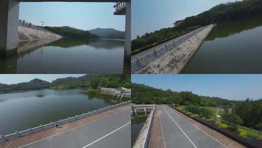 fpv穿越机航拍广州大夫山森林公园湖边高清在线视频素材下载