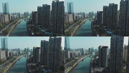 航拍成都锦江城市景观高清在线视频素材下载