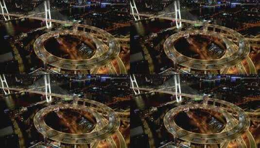 上海·南浦大桥夜景·航拍摄影高清在线视频素材下载