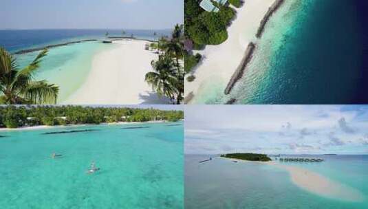 马尔代夫美女划船情侣度假旅行美好生活4K高清在线视频素材下载
