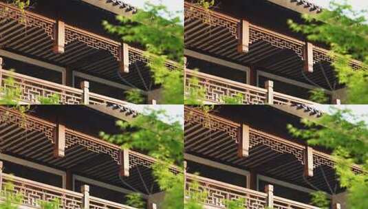 传统中式园林建筑阳台高清在线视频素材下载
