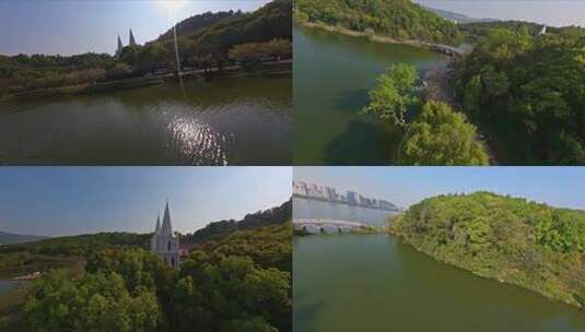 【fpv】穿越黄石团城山公园天主堂2高清在线视频素材下载