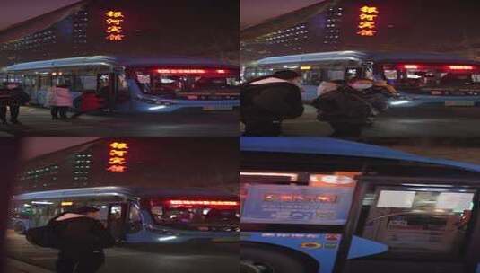 冬天街道行驶的路人车辆红绿灯路口情侣逛街高清在线视频素材下载