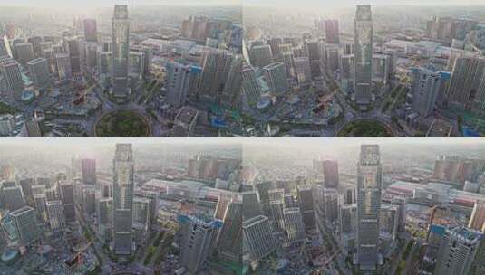 中国辽宁沈阳惠工广场城市风光航拍高清在线视频素材下载
