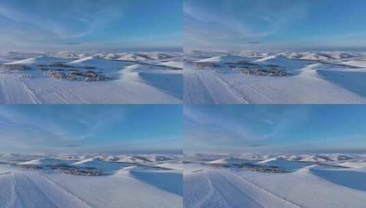 航拍严冬中的白雪皑皑的田野高清在线视频素材下载