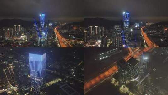 深圳前海世贸国际大厦夜景高清在线视频素材下载