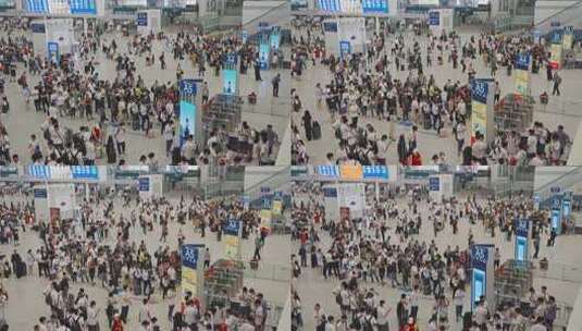 深圳北站火车站高铁站旅客检票口排队高清在线视频素材下载