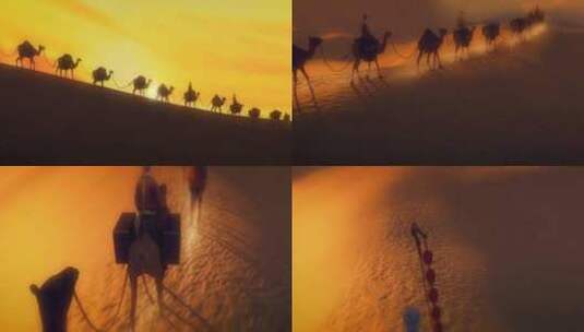 25.丝绸之路一带一路沙漠骆驼高清在线视频素材下载
